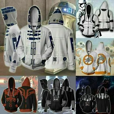 New Star Wars Hoodie Cosplay BB8 R2D2 Sweatshirt Hooded 3D Print Jacket Coat • £21.19