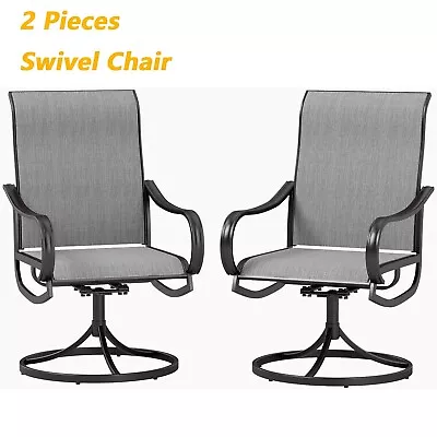 2 Pieces Swivel Patio Chairs Outdoor Metal Rocking Chair Garden Furniture Gray • $209.99