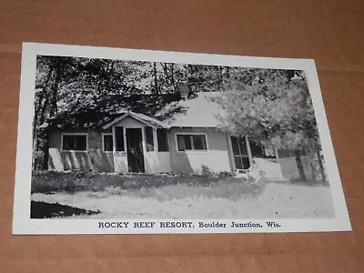 Boulder Junction Wisconsin - 1930-1950 Era Postcard - Rocky Reef Resort - Vilas • $5.50