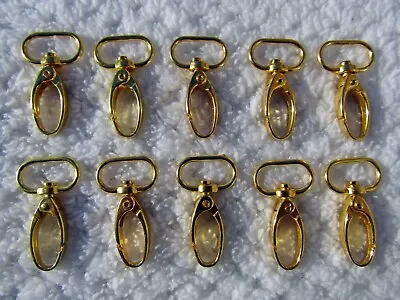 10 X Lobster Claw Swivel Gold Clips For Webbing Strapping Lanyards 20mm • £5.95