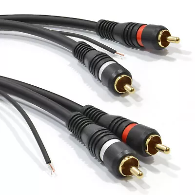 Twin RCA Shielded Phono Audio Cable Oxygen Free Copper & Tag Ground Wire  0.5m • £3.44