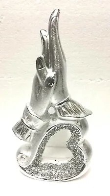 Crushed Diamond Heart & Hands Ornament Namaste Shelf Sitter Bling Home Décor • £22.70