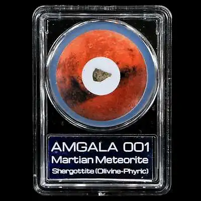 Mars Rock Martian Meteorite Amgala001 Shergottite Olivine-Phyric COA And Display • $59.99