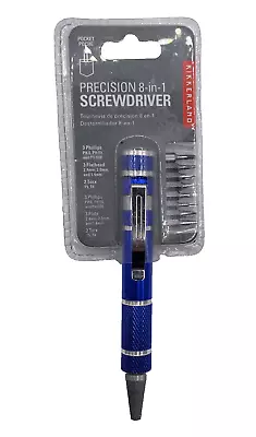 Kikkerland Precision 8-in-1 Screwdriver Blue Phillips Flathead Torx Pocket Clip • $9.99