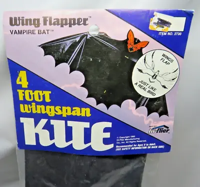 Hi-Flier Kite Wing Flapper Vampire Bat 4 Foot Wingspan Black Kite Vintage 1993 • $12.50