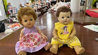 American Character 1950’s 11” Tiny Tears Doll Green Eyes Lot Of 2 • $20