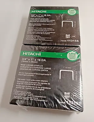 Hitachi Wide Crown Staples 3/4 In X 1 In X 16 Ga - 2 Boxes (1000 Staples/box) • $29.99