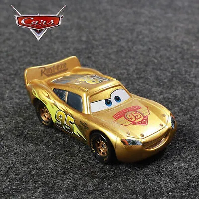 PIXAR New Cars 3 Golden Lightning McQueen Latest Rare Style 1:55 Diecast Toy Car • $8.99