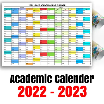 £0.99 • Buy A1 & A2 2022-23 Academic Mid Year Student Wall Planner Calendar 