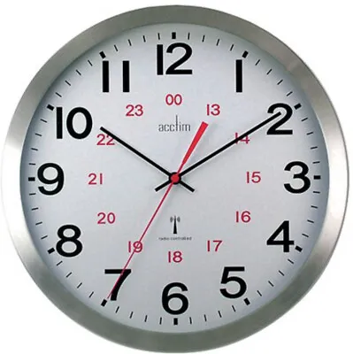 Acctim Century 24 Hour Radio Controlled Clock Aluminium 74457 • £34.70