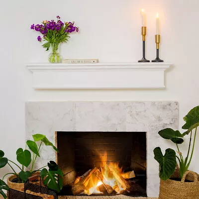 Barton 48  Inch Floating Fireplace Mantel Wall Shelf Beam Rectangle Wood - White • $149.95