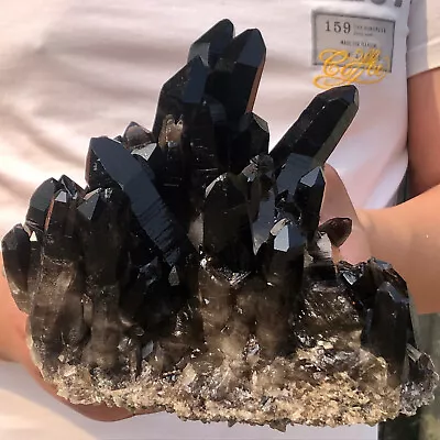 5.14lb Natural Black QUARTZ Crystal Cluster Mineral Specimen Collection  Healing • $31