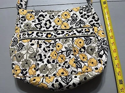 Vera Bradley Tote Bag Go Wild Black Yellow Floral Crossbody Medium GO Steelers • $15.99