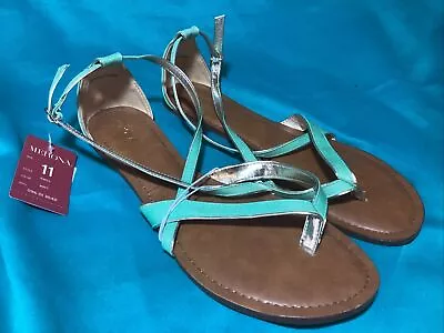 MERONA Sandals Women SZ 11 Brown Mint Thong Toe Strappy Shoes Casual NWT • $21.99