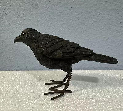 Black Resin Raven Crow Figurine With Metal Legs Feet 5  Long • $18.99