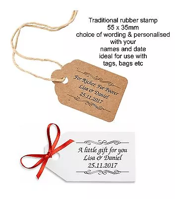 Personalised Scroll Rubber Stamp Save The Date Wedding Favours Richer For Poorer • £12.95