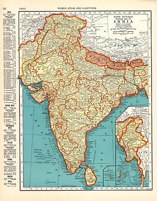 1939 Antique INDIA Map Vintage Map Of BURMA MAP Of India Gallery Wall Art 320 • $16.16