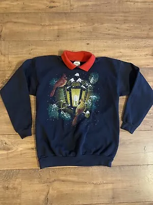 Vintage 1995 Cotton Grove Sweatshirt Navy Size Large “Cardinals￼ Snowy Lamppost” • $18.99