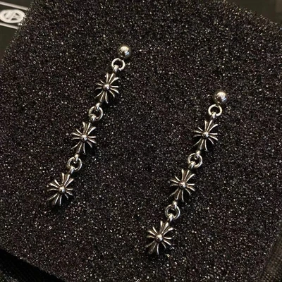 $105 • Buy Chrome Hearts Earrings Three Section Cross Flower Earrings