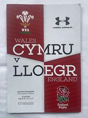 Wales Vs England International Rugby Programme 17th August 2019 • £4.32