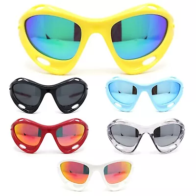 Mens Large Coverage Aerodynamic Vented Thick Plastic Wrap Sport Sunglasses • $14.95