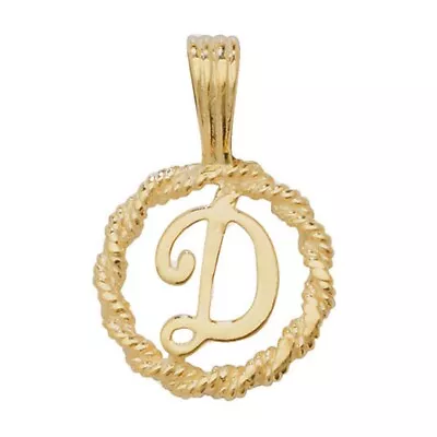 9ct Gold 14mm Round Rope Edge Initial D Pendant • £105.88