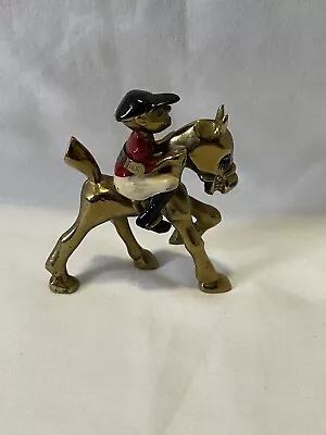 K&O CO. VINTAGE 1935 Kronheim Oldenbusch  JOCKEY On HORSE SOLID BRASS FIGURINE • $69.75