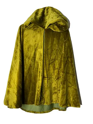 Vintage Hooded  Green Velvet Handmade Cape Est 60’s Or Older O/S • $150