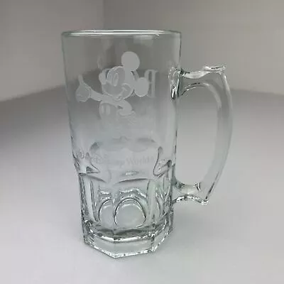 Vintage Walt Disney Mickey Mouse Glass Stein Beer Mug Frosted For BOB • $24.18