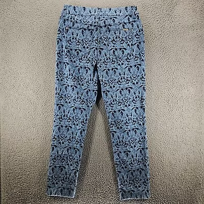 Chico's Pants So Slimming Girlfriend Ankle Size 00 R Paisley Blue Stretch 27x26 • $18.99