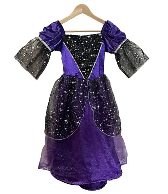 HALLOWEEN🎃 Age 9-10 - Purple Black Glitter Witch Princess Fancy Dress Costume • £4.99