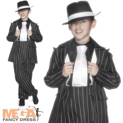 Zoot Gangster Suit Boys Fancy Dress 1920s Mafia Kids Childs Costume Party Outfit • £10.99