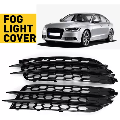 Honeycomb Fog Light Grille Grill Mesh Cover Black Bezels Fits Audi A6 C7 2012-15 • $49.99