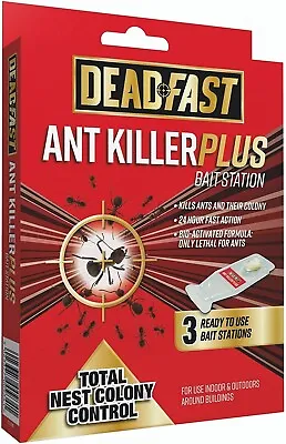 Deadfast Ant Killer Plus Bait Station Pack Of 3 X 4g Natural Trap Ant Control • £7.25