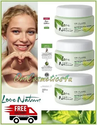 3 X Oriflame Love Nature Face Lotions With Tea Tree & Lime - For Oily Skin • £23.99