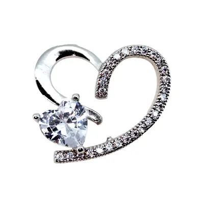 3.76 Gm Multiple CZ 925 Sterling Silver Beautiful Heart Shape Amorette Pendant • $31.19