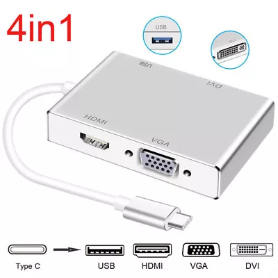 Type C To HDMI TV VGA DVI USB 3.0 Video Adapter For Macbook Mac Chromebook Pixel • $18.50