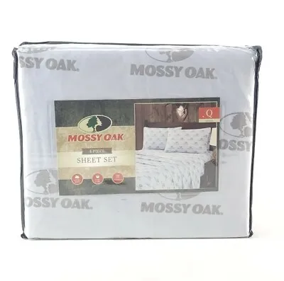 Mossy Oak Logo Queen Bed 4 Pc Sheet Set Light Purple Hunting Lodge Cabin Soft • $36.95