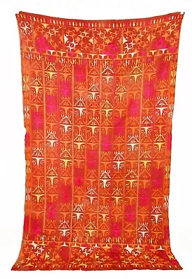 Antique Vintage Indian From Punjab Phulkari Textiles Hand Embroidered Bagh Shawl • $130