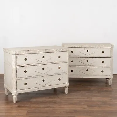 Pair Gustavian White Painted Chest Of Drawers Sweden Circa 1840-80 • $7550