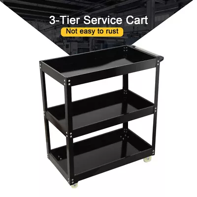 3-Tier Metal Storage Service Trolley 360° Rotating Wheels Cart 330lbs Capacity • $79.99