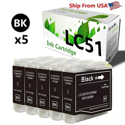 5PacK Black LC51 LC-51 Ink Cartridge Fit For DCP-330C MFC-240C Printer • $9.19