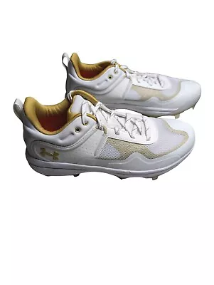 Under Armour Glyde 3024328-103 White Gold Women's Softball Metal Cleats Size 7.5 • $24.99