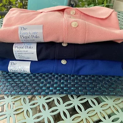 Croft And Barrow Men’s Large Easy Care Pique Polo Lot Of 3 Pink Blue And Navy • $29.99