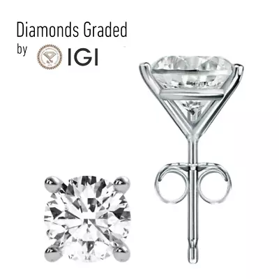 IGI Certified 3.00 Carat I VS1 Lab Diamond Martini Style Studs 14K White Gold • $1777.05