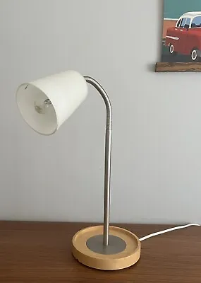 Ikea Basisk Table Desk Lamp Vintage Retro Goose Neck Lamp Natural Wood & Metal# • £22.99