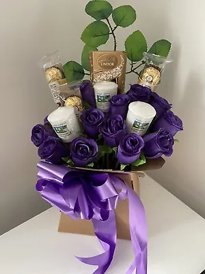 Yankee CandleLindt & Ferrero Rocher Chocolate Purple  Silk Roses Gift Birthday • £24.95