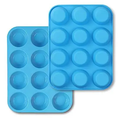 2 Pack 12 Cups Silicone Muffin Top Pans Round Baking Pan For Muffin Cakes Tart • $13.93