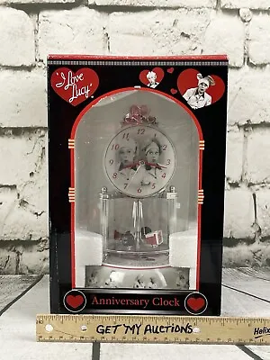 RARE I Love Lucy Anniversary Pendulum Clock Glass Dome Rotating Chocolates & TVs • $39.95