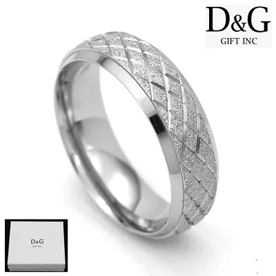 DG Men's Stainless Steel Design Band Ring 89 -13 High Polish Box • $12.59